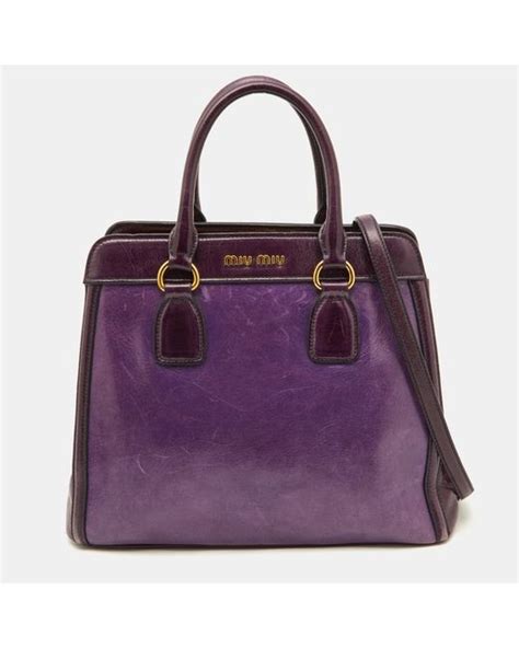 Miu Miu Two Tone Leather Middle Zip Tote 